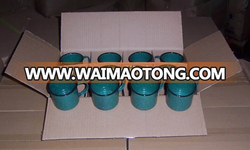 High Quality Stainless Steel Rim Enamelled Coffee Mug Customer logo printed metal cup