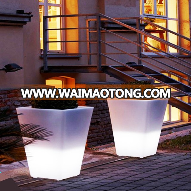 decorative garden plastic lighted outdoor led squared flower pot