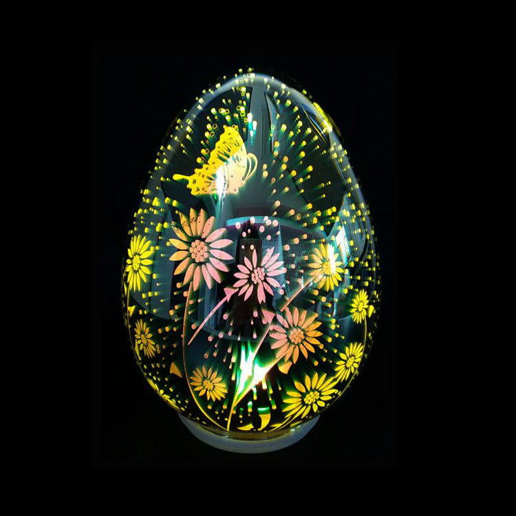 Light up artificial large golden 3D glass decorative Easter eggs wholesale