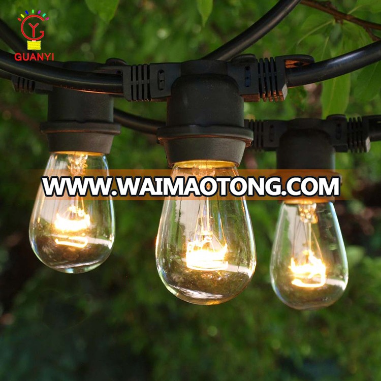 UL 15LT Outside Hanging UL S14 E26 Incandescent Patio String Lights for Cafe Pergola