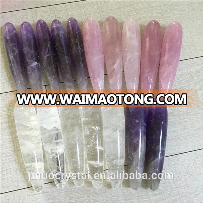 High quality sexy rose quartz crystal massage wands crystal dildo for women