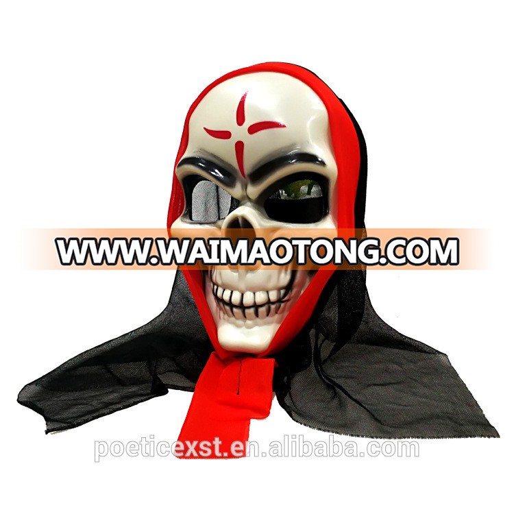 PoeticExst Full Face Plastic Unisex Horrific Grimace Masks with Fabric Halloween Masks