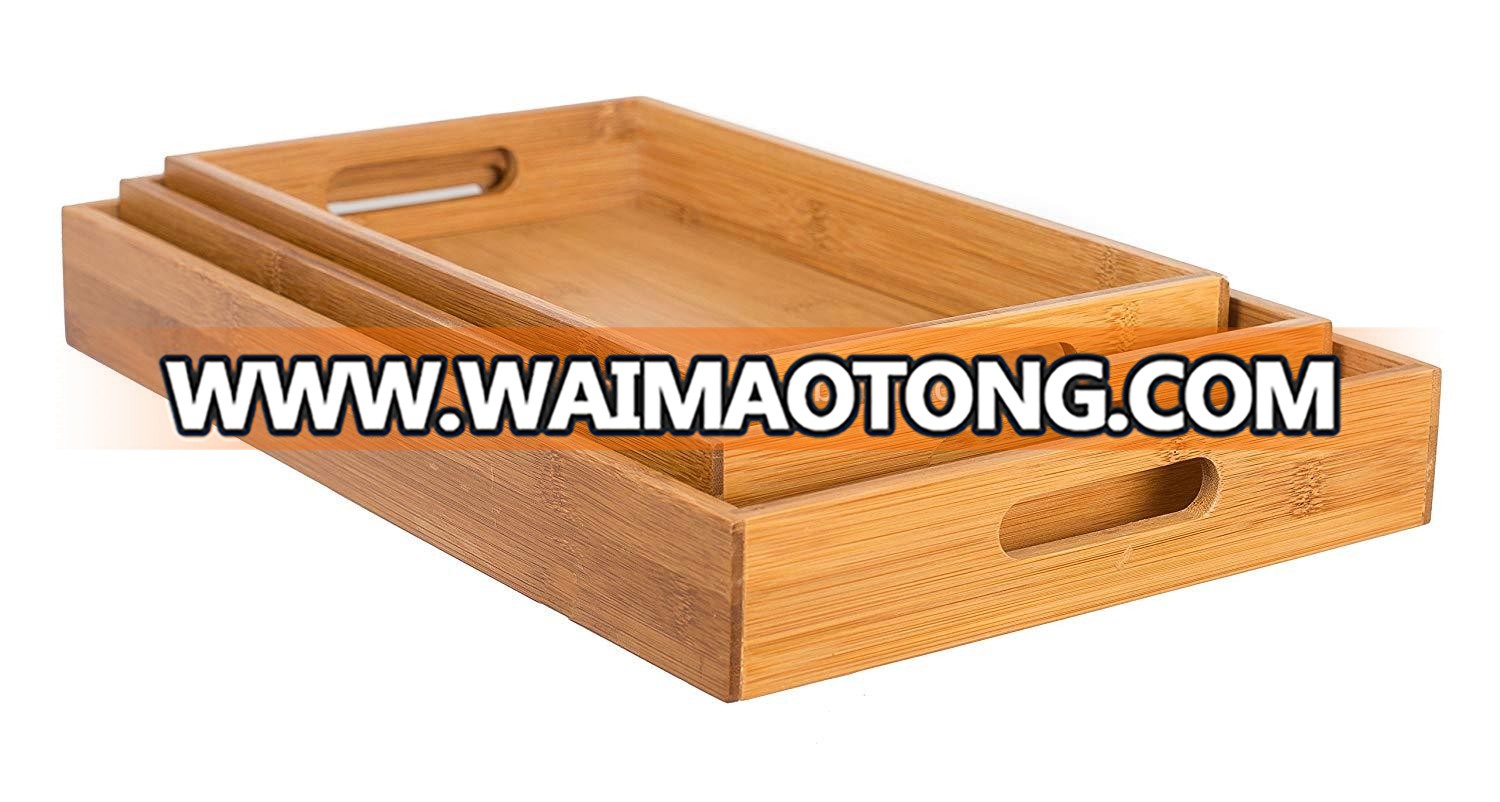 Home  Basic Bamboo Tea Tray Dinner Bed Tray Bamboo Serving Tray Set of 3