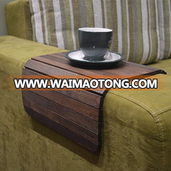 Natural Color Solid Wood Sofa Armrest Table Couch Tray