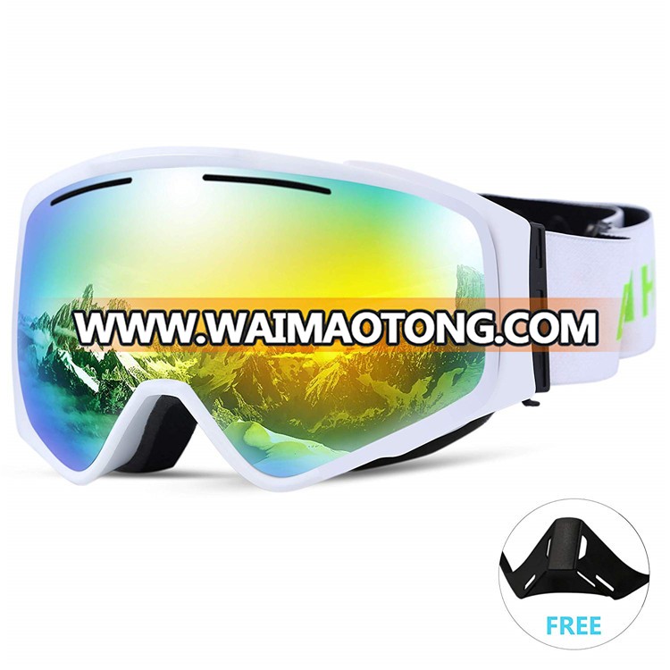 2 In 1 Adult Anti-Fog UV400 Magnetic Ski Goggle With Detachable Nose Guard