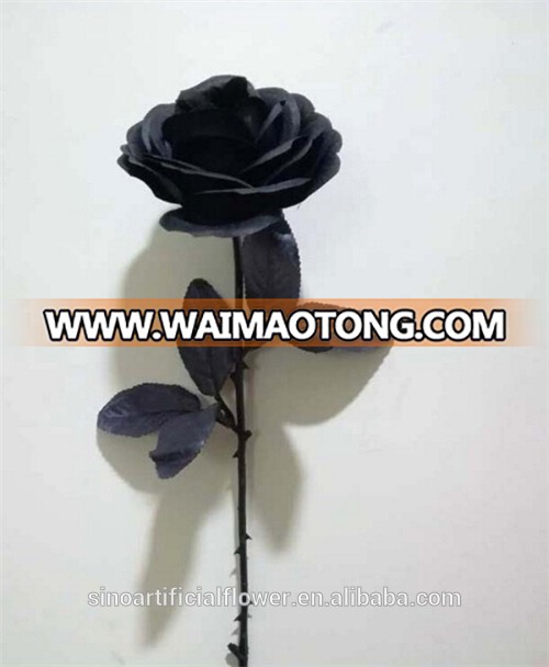 Wholesale Artificial Silk Forever Black Rose Flowers For Decoration