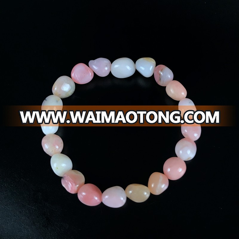 High quality natural pink opal tumble stone bracelet