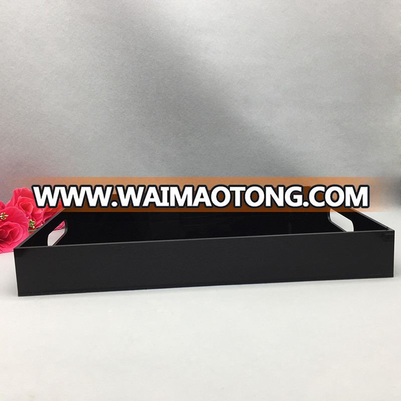 Custom black acrylic tray with handle wholesale