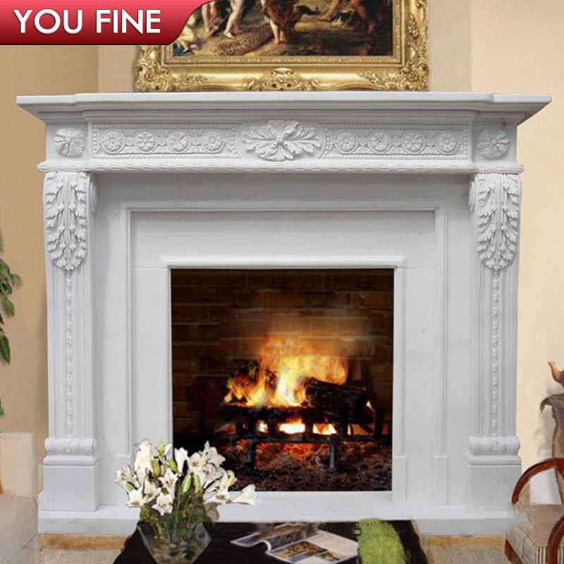 Indoor Hand-carved Decoration Modern Marble Fireplace