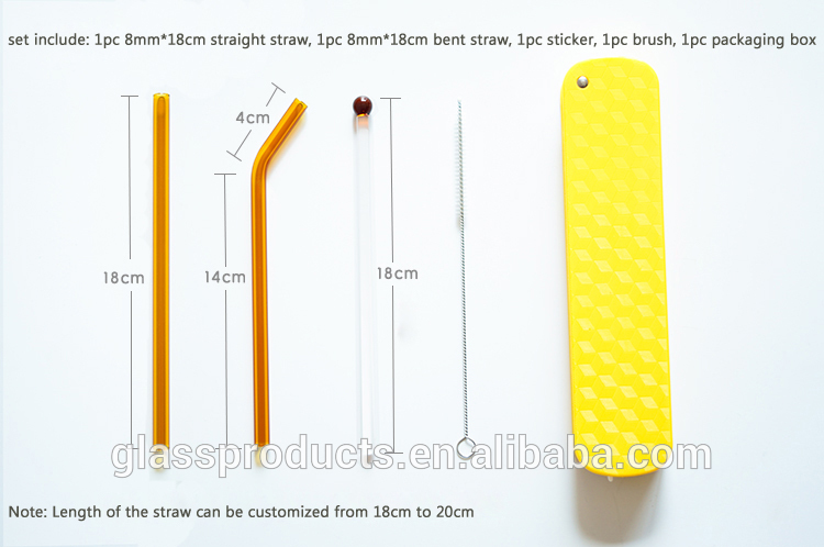 High Borosilicate Glass Straws with Cleaning Brush in Portable Case