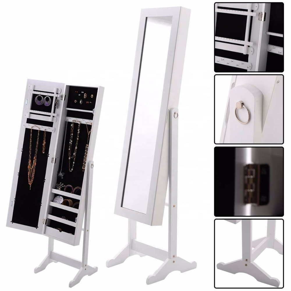 standing chest storage upright jewelry box mirrored armoire