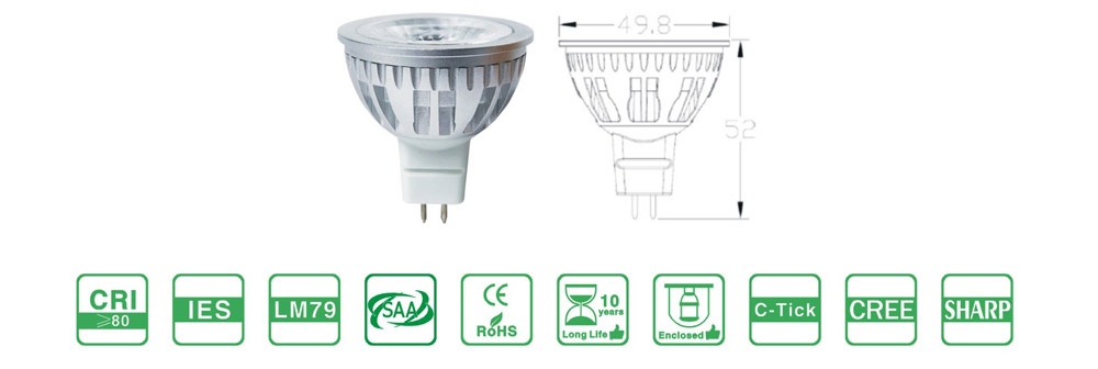 Led Spotlight GU10 GU5.3 MR16 COB Spotlight Warm Dimming Bulb