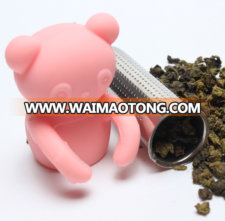 New arrival silicone bear shape Tea Infuser Stainless Steel stick strainer Food Grade gift