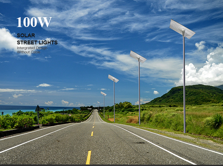 Hot Sell all in one solar street light 100w for wholesale