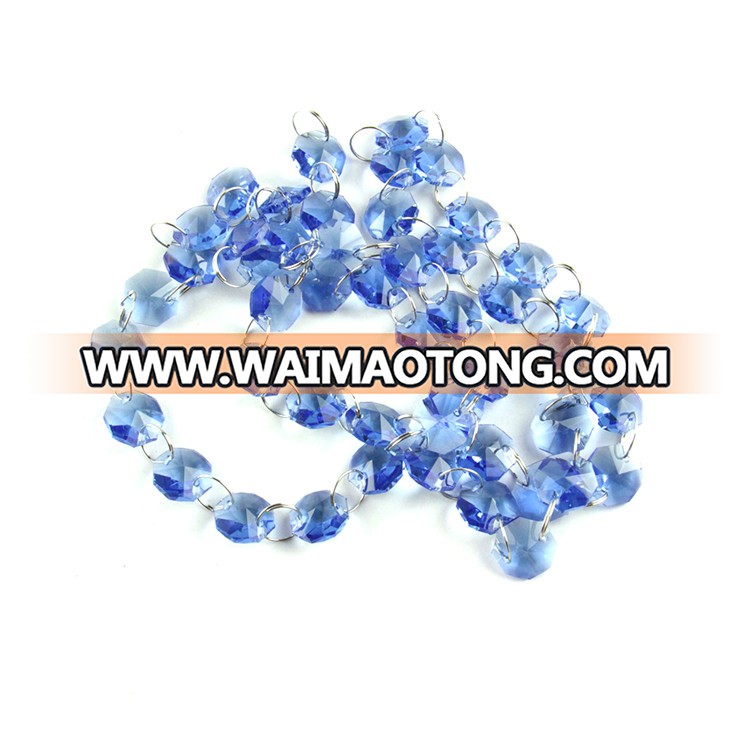 14mm sapphire octagon beads with silver metal rings for beautiful family decor polished sell like hot cakes