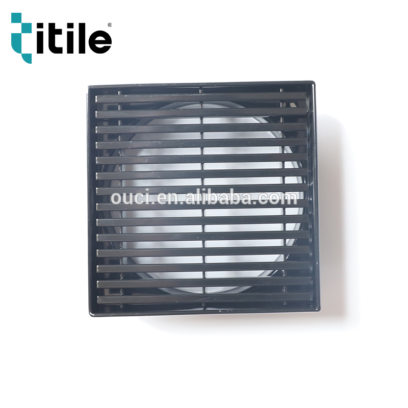 Durable s/steel 110*110mm black color Square floor trap drains