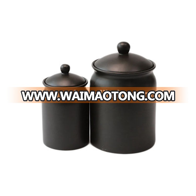 Wholesale Custom Tea Sugar Biscuit Storage Canister Ceramic coffee jars with wooden lids