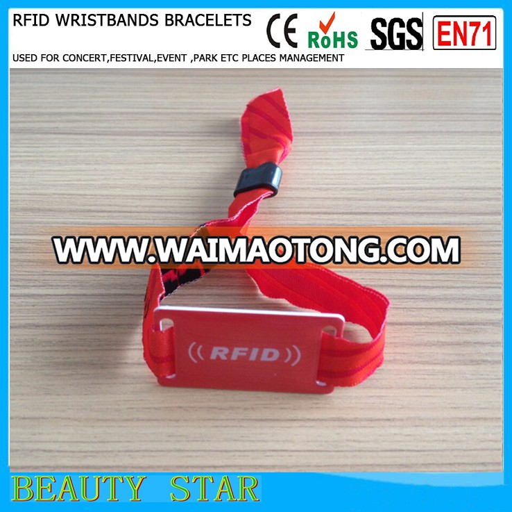 Customized logo RFID woven wristbands ,for event use RFID woven wristbands