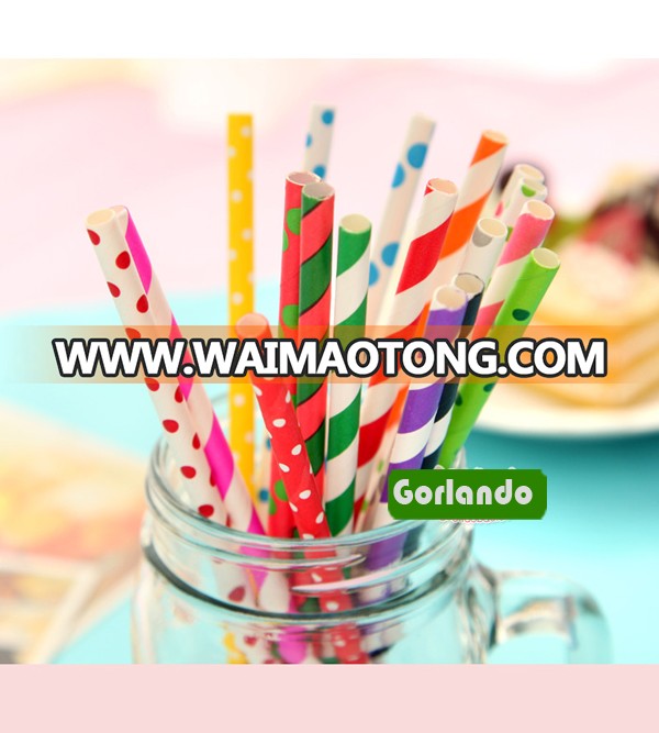 Hot Drinks Colored drinking Dot Striped printed paper straws