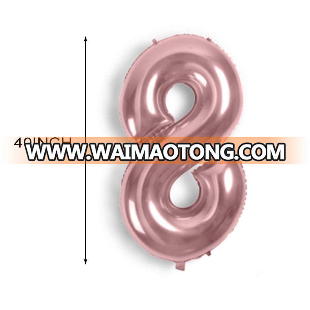 40 Inch Rose Gold Number Foil Mylar Balloons Set-18th birthday Party Decorations Rose Gold Party Supplies