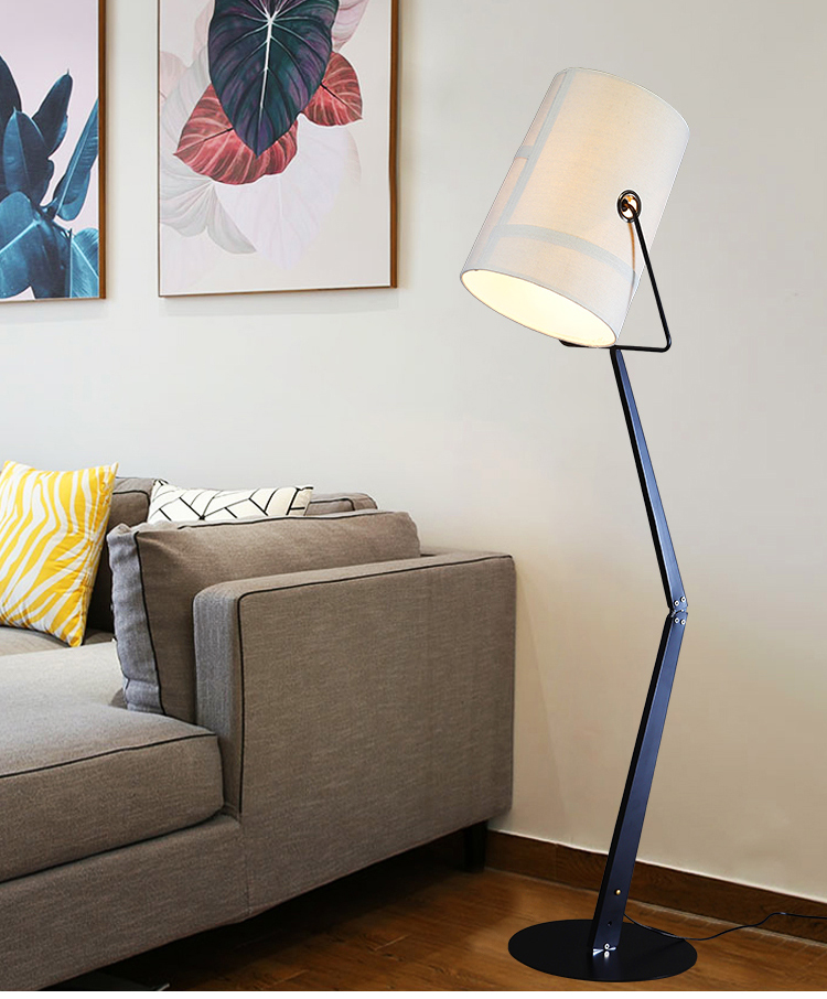 Living Room Fabric Metal Material Home Floor Lighting Hotel Unique Standing LED Modern Lamp Floor Light