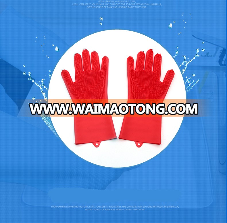 Non-stick Durable Heat and Slip Resistant Long Silicone Scrubbing Brush Gloves