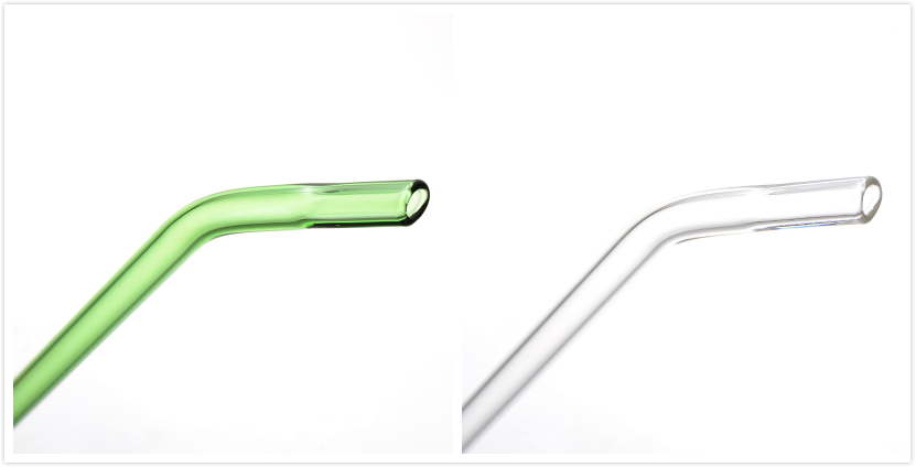 Colored Flat Mouth Bent Glass Drinking Straws