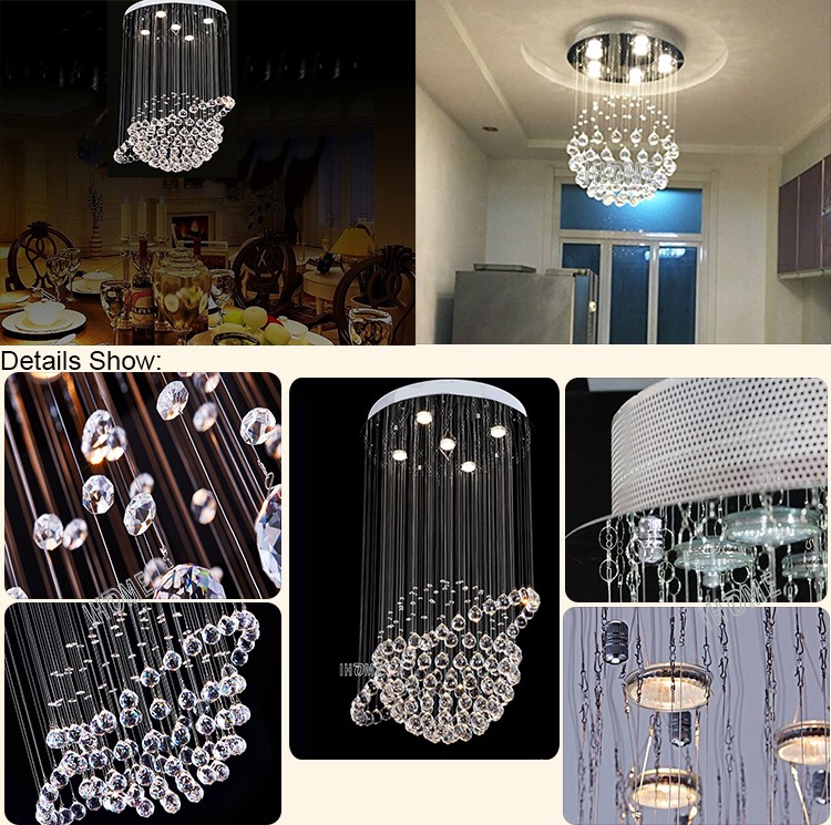 Modern Globe Shape Top grade Fancy Crystal Drop Pendant Light for 5 Bulbs