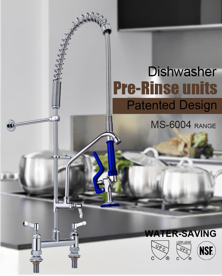 High pressure pre rinse kitchen mixer tap spout 2 hole faucet with sprayer