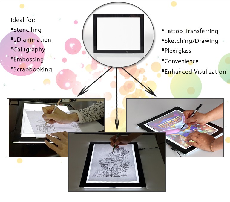 A2 A3 A4 Led tracing light box Led light pad for kids drawing