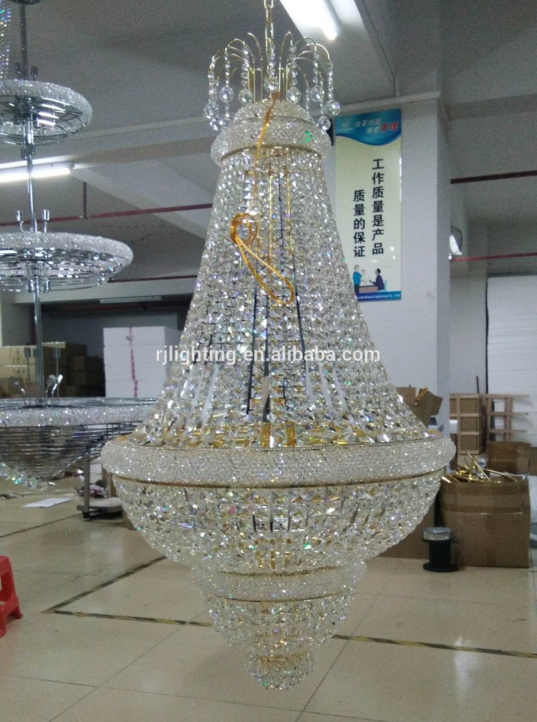 Wholesale China Luxury k9 Asfour crystal Led Crystal Lighting Chandelier Golden wedding decorative lamp