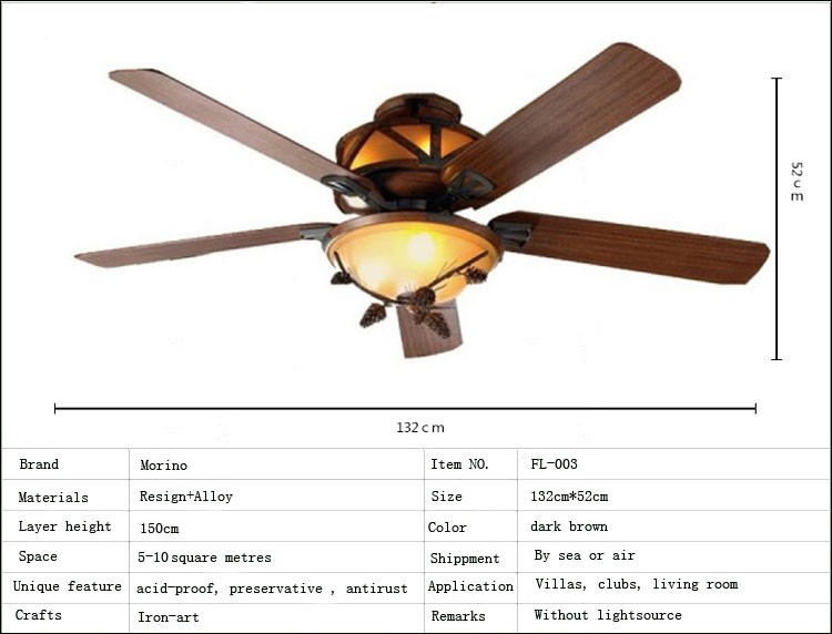 American Country style rechargeable electric led ceiling fan lamp