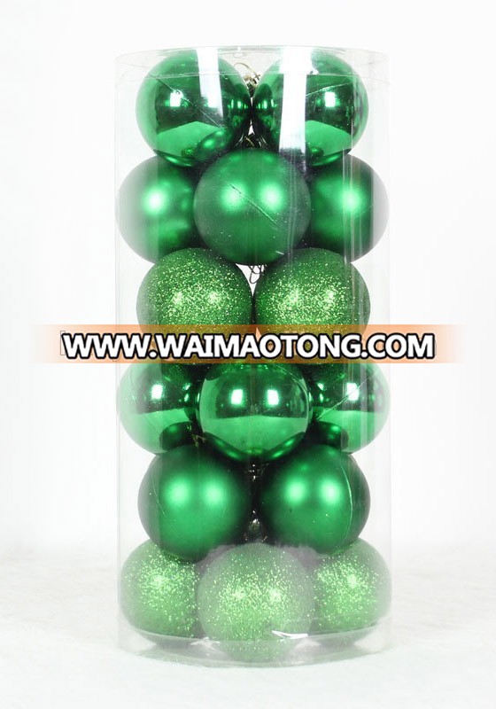 Green hollow plain Plastic Christmas Ball Craft Gift hanging Balls