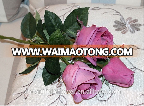 Wholesale real touch artificial flower silk rose for wedding