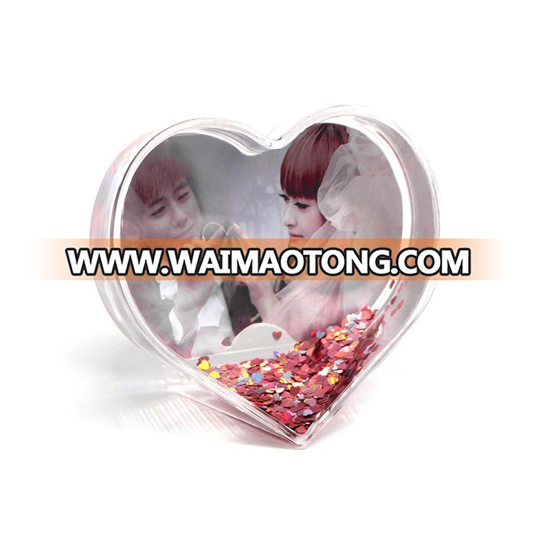 snow globes wholesale heart shape photo frame water globe with photo insert