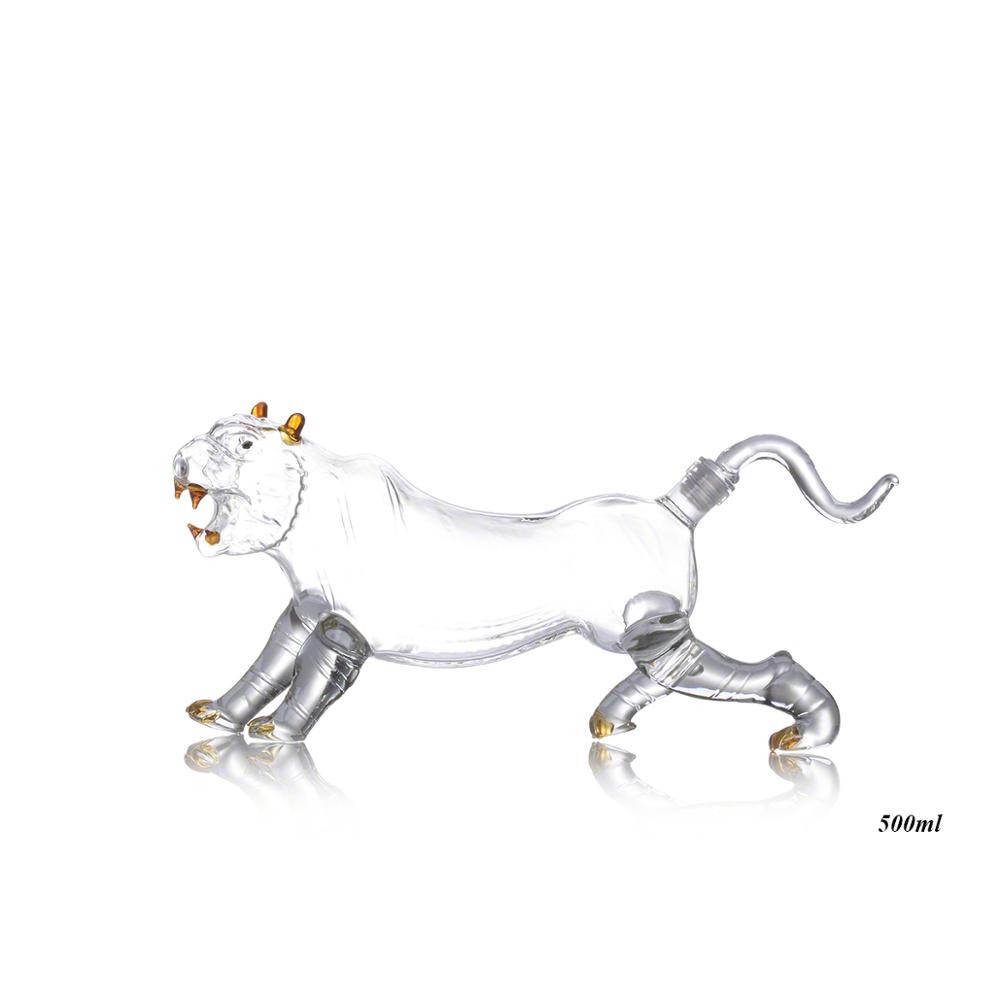 1000ml Animal Shaped Glass Bottle Tiger Shaped Clear Glass Decanter