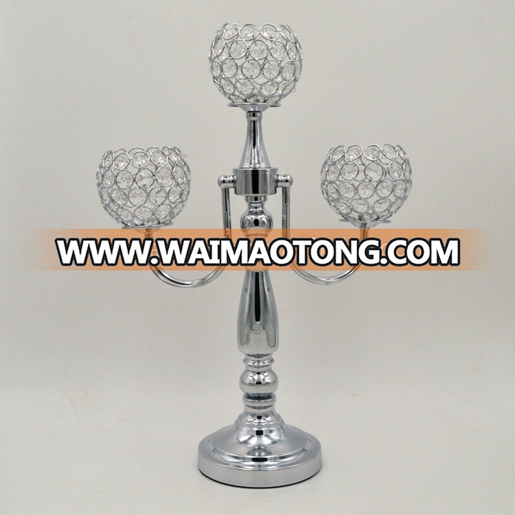 High quality 3 arms glass candelabra weddings for sale cheap price metal candelabra centerpiece