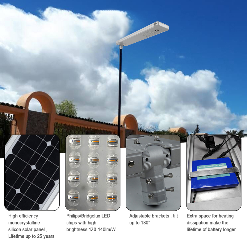 20W outdoor solar light luminaria integrated all in one street solar farm landscape light