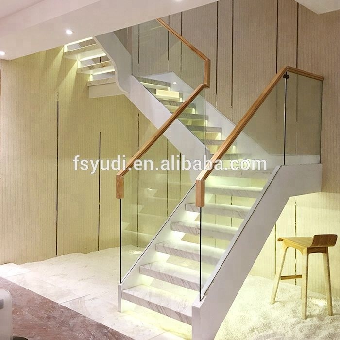 steel beam floating straight staircase kit design factory