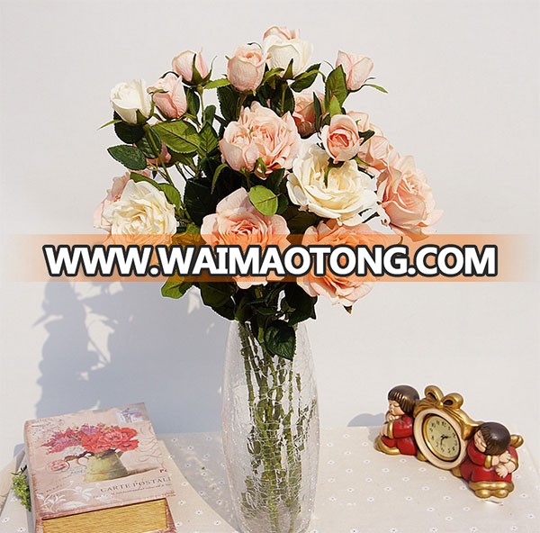 Best selling silk 2 heads artificial rose flower for wedding