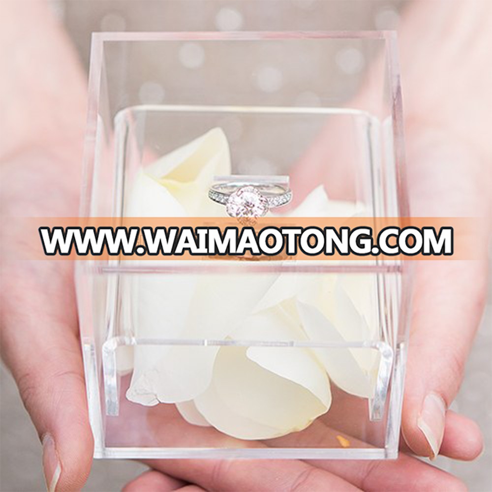 Custom Clear Acrylic Display Box Gift Box  Ring Holder