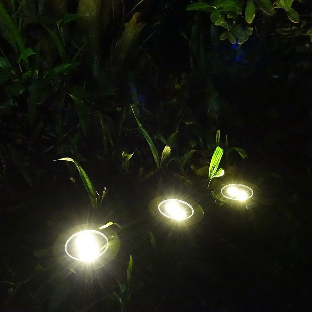 Garden Landscape Solar Powred Disk Lights, Outdoor Waterproof Pathway Yard Deck Lawn Patio Walkway Ground Solar Spike Lights