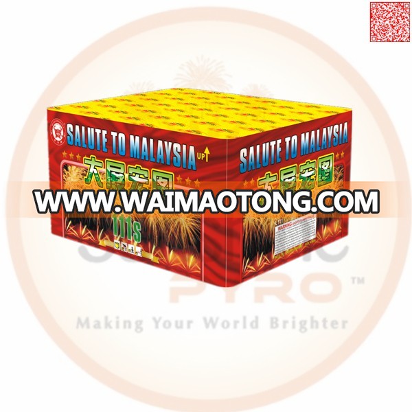 Hot sale Chinese consumer big cake fireworks for wedding 1.2 inch 111 shots