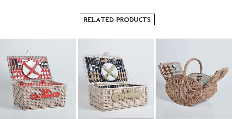 Exquisite big woven wicker gift picnic cooler basket supplies