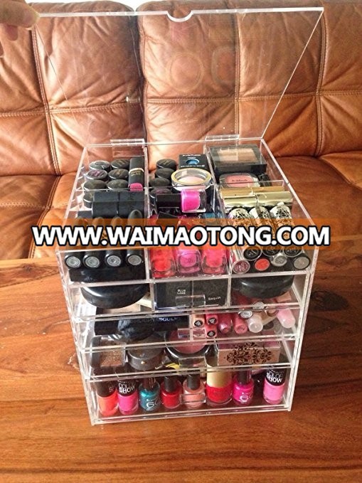 Acrylic Large Beauty Cube 5 Tier Drawers Acrylic Cosmetic organizer Handmade Multi function Makeup Organizer Storage