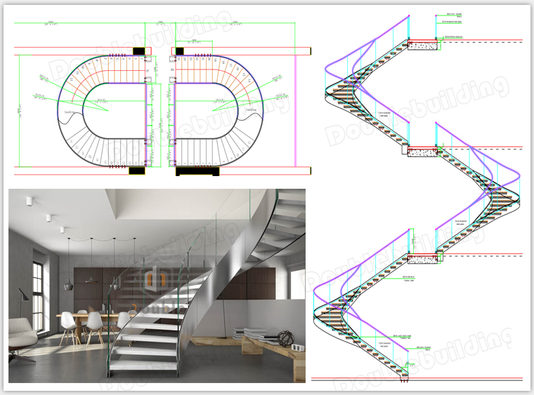 Curved Staircase Modern Wood Staircase Arc Glass Stairs