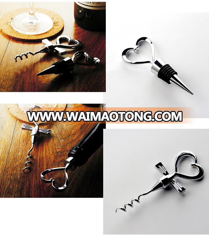 Custom Wholelsale Metal Heart Shaped Wine bottle Stopper with Beautiful Packaging