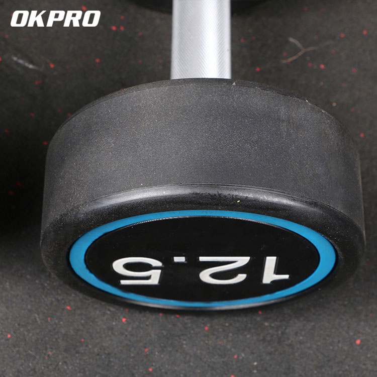 Fitness Commercial Round Head PU Coated Cast Iron Dumbbell