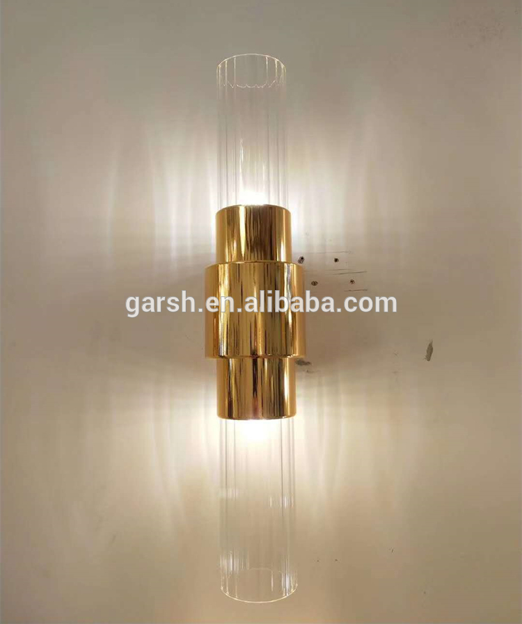 2Heads 4Heads Modern Bedside Lamp Tube Shape Clear Glass Wall Sconce For Hotel