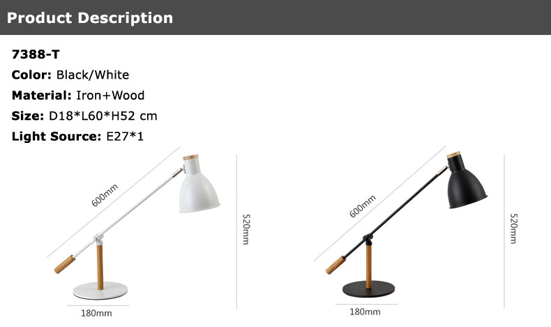 Cheap E27 Modern Design Lampshade Rotatable Reading Bedroom Office Bar Restaurant Table Light